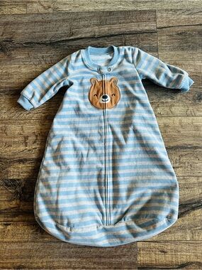 Carters Blue Striped Baby Sleep Sack with Bear Applique